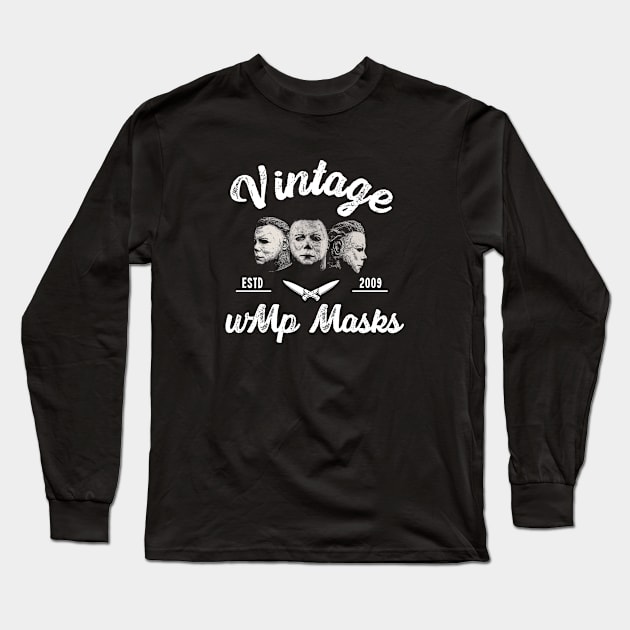 Vintage wMp Masks design for Dark shirts Long Sleeve T-Shirt by wMp Masks